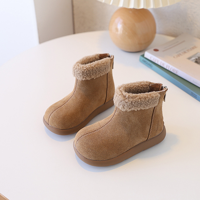 Ботуши до глезена за момичета, зимни, горна част от синтетична кожа, гумена подметка, за възраст 4–6 години