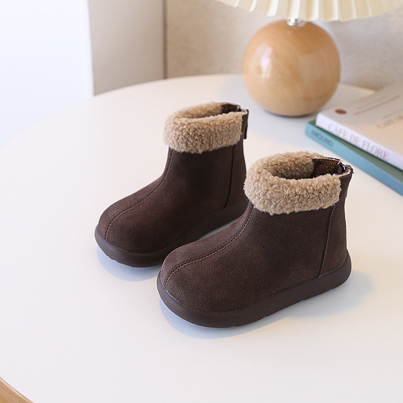 Ботуши до глезена за момичета, зимни, горна част от синтетична кожа, гумена подметка, за възраст 4–6 години