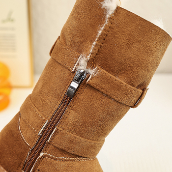 Детски снежни ботуши за момичета, ботуши до глезена, ретро стил (външен материал: кожено-замш; подметка: TPR; възраст 4–12 г; зима 2025)