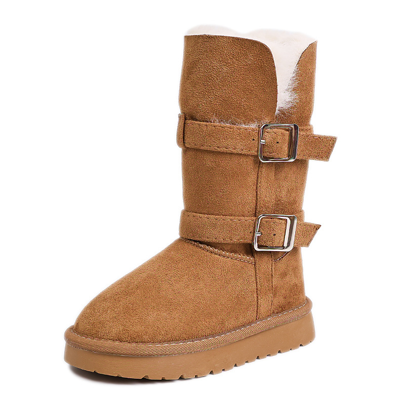 Детски снежни ботуши за момичета, ботуши до глезена, ретро стил (външен материал: кожено-замш; подметка: TPR; възраст 4–12 г; зима 2025)