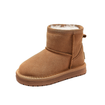 Dječje kožne snježne čizme, vodootporne i s fleeceom, unisex casual zimske čizme, kravlja koža, 1–16 godina