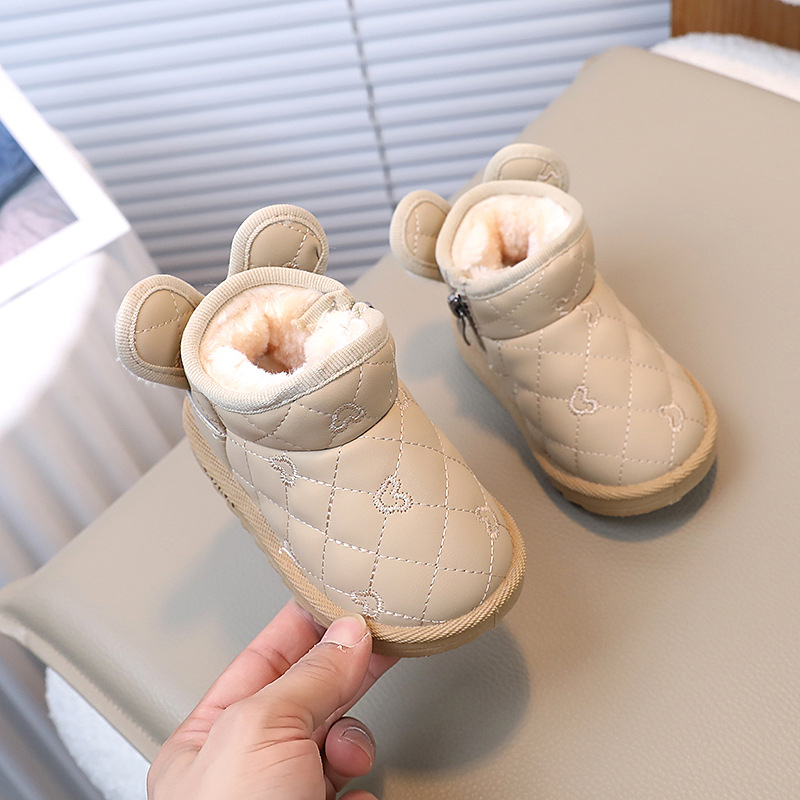 1–3 éves gyerekeknek szóló téli csizma, fleece bélés, felső rész mikroszálas bőr, bokacipő, szabadidős stílus