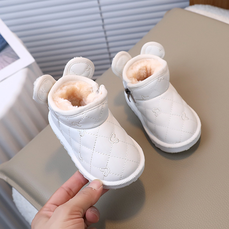 1–3 éves gyerekeknek szóló téli csizma, fleece bélés, felső rész mikroszálas bőr, bokacipő, szabadidős stílus