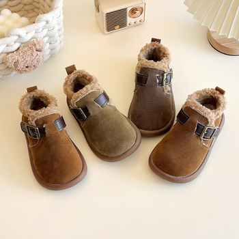 Dječje zimske cipele od velura s fleec podstavom, Velcro zatvarač, debela TPR potplat, unisex, uzrast 1-12 godina