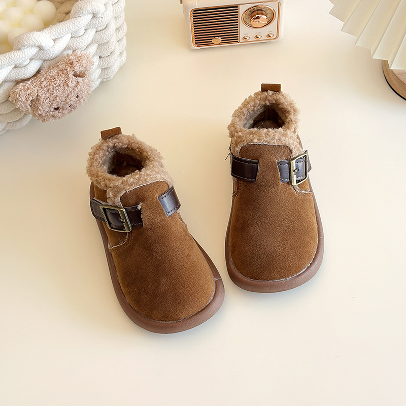 Dječje zimske cipele od velura s fleec podstavom, Velcro zatvarač, debela TPR potplat, unisex, uzrast 1-12 godina