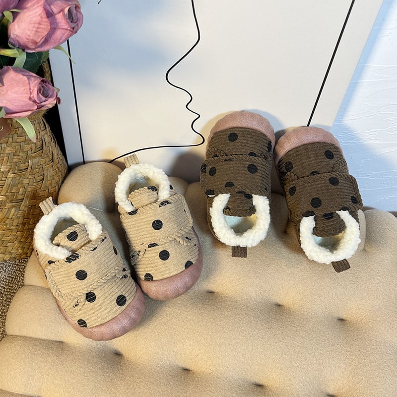Pantofi de iarnă pentru copii 1–3 ani, unisex, cu Velcro, model cu buline