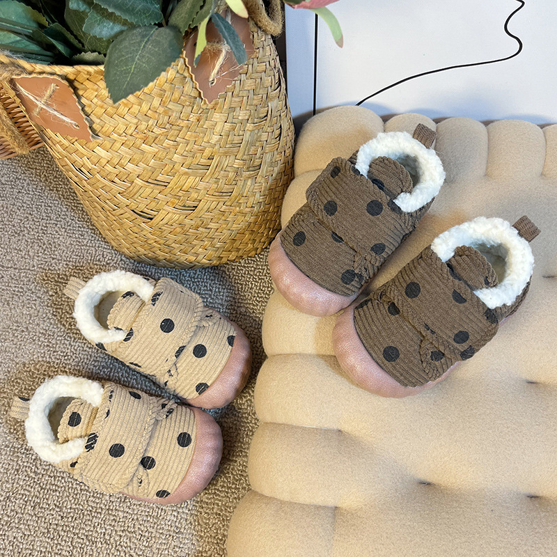 Pantofi de iarnă pentru copii 1–3 ani, unisex, cu Velcro, model cu buline