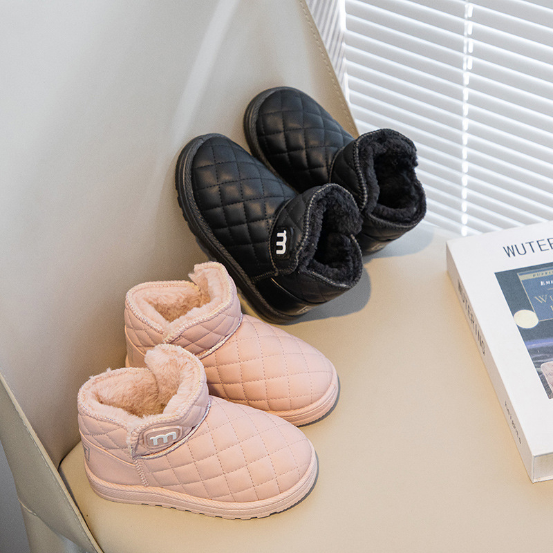 Uniszex gyerek téli bokacipő – szintetikus bőr, meleg bélés, csúszásmentes talp, vízálló, 1–12 éveseknek