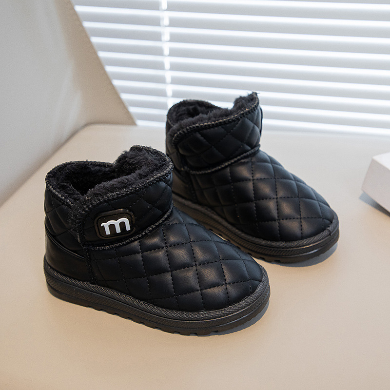 Uniszex gyerek téli bokacipő – szintetikus bőr, meleg bélés, csúszásmentes talp, vízálló, 1–12 éveseknek