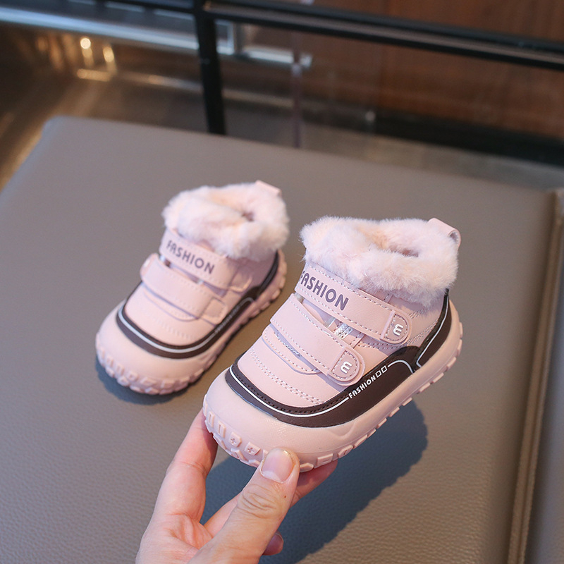 Zimske cipele za bebe i malu djecu, visoke čizme s plišnom podstavom, tople snježne čizme, unisex, s Velcro kopčom