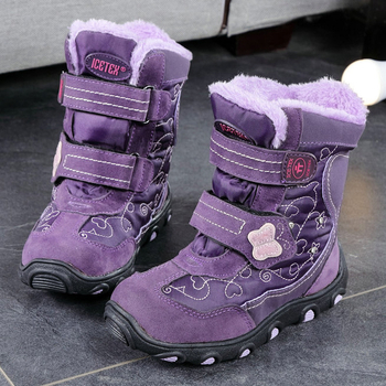 Dječje čizme za snijeg za djevojčice, s fleec podstavom, tople, protuklizne ravne đonove, za uzrast 4–12 godina