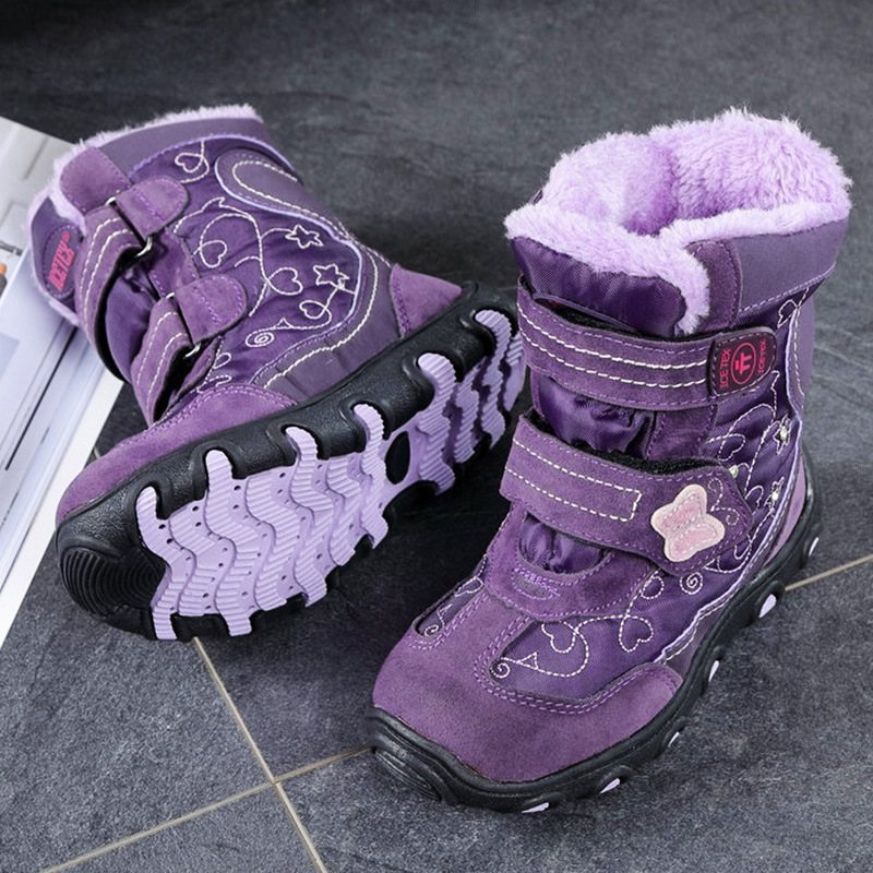 Dječje čizme za snijeg za djevojčice, s fleec podstavom, tople, protuklizne ravne đonove, za uzrast 4–12 godina