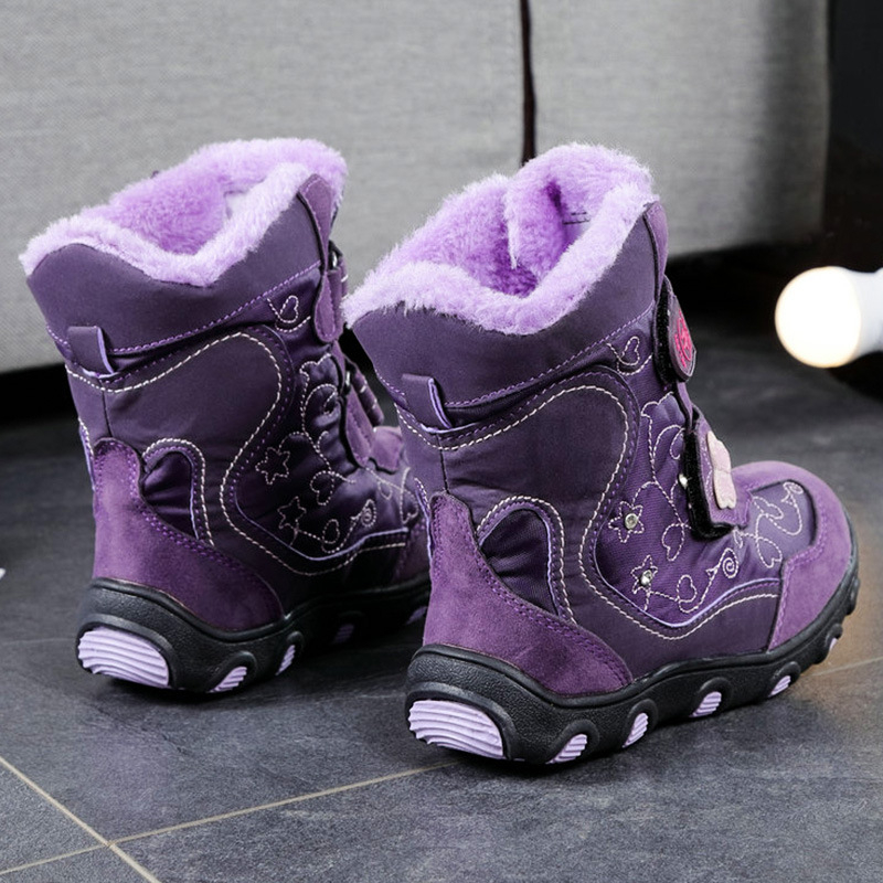 Dječje čizme za snijeg za djevojčice, s fleec podstavom, tople, protuklizne ravne đonove, za uzrast 4–12 godina