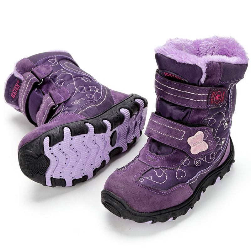 Dječje čizme za snijeg za djevojčice, s fleec podstavom, tople, protuklizne ravne đonove, za uzrast 4–12 godina