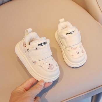 Zimske cipele za bebe 1–3 godine, unisex, cartoon uzorak, tople s fleece podstavom, mekana potplata, zatvaranje na Velcro, gornji dio od umjetne kože, PVC potplata