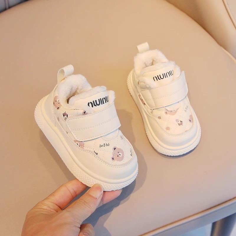 Zimske cipele za bebe 1–3 godine, unisex, cartoon uzorak, tople s fleece podstavom, mekana potplata, zatvaranje na Velcro, gornji dio od umjetne kože, PVC potplata