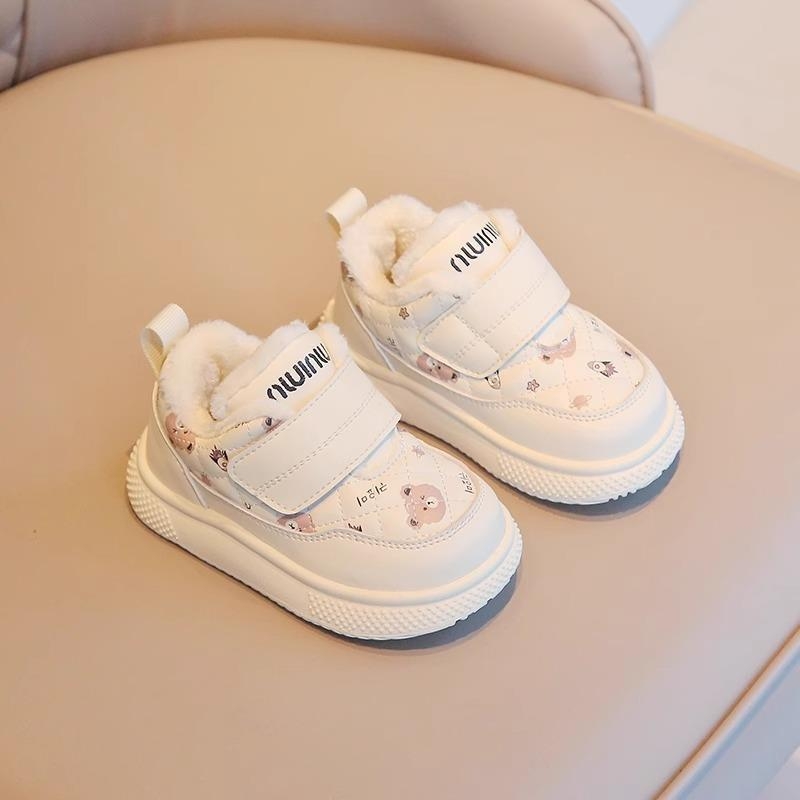 Zimske cipele za bebe 1–3 godine, unisex, cartoon uzorak, tople s fleece podstavom, mekana potplata, zatvaranje na Velcro, gornji dio od umjetne kože, PVC potplata