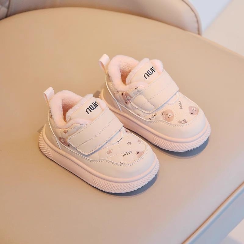 Zimske cipele za bebe 1–3 godine, unisex, cartoon uzorak, tople s fleece podstavom, mekana potplata, zatvaranje na Velcro, gornji dio od umjetne kože, PVC potplata