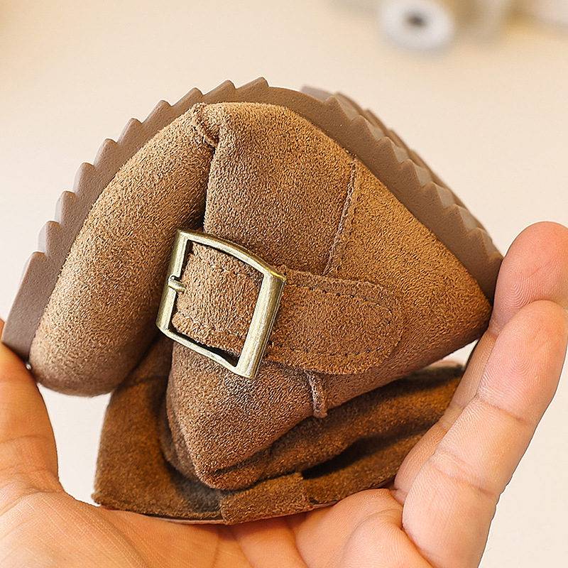 Vankahao Ghete pentru fetițe până la gleznă, Partea superioară din catifea Mongoliană, Stil simplu, Vârste 1–12