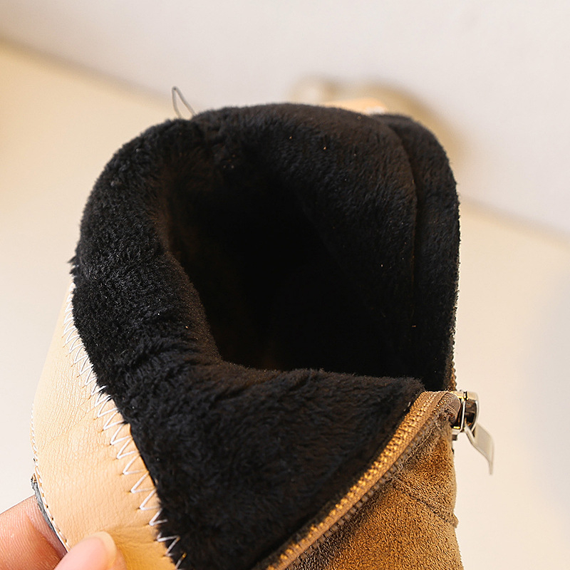 Vankahao Ghete pentru fetițe până la gleznă, Partea superioară din catifea Mongoliană, Stil simplu, Vârste 1–12