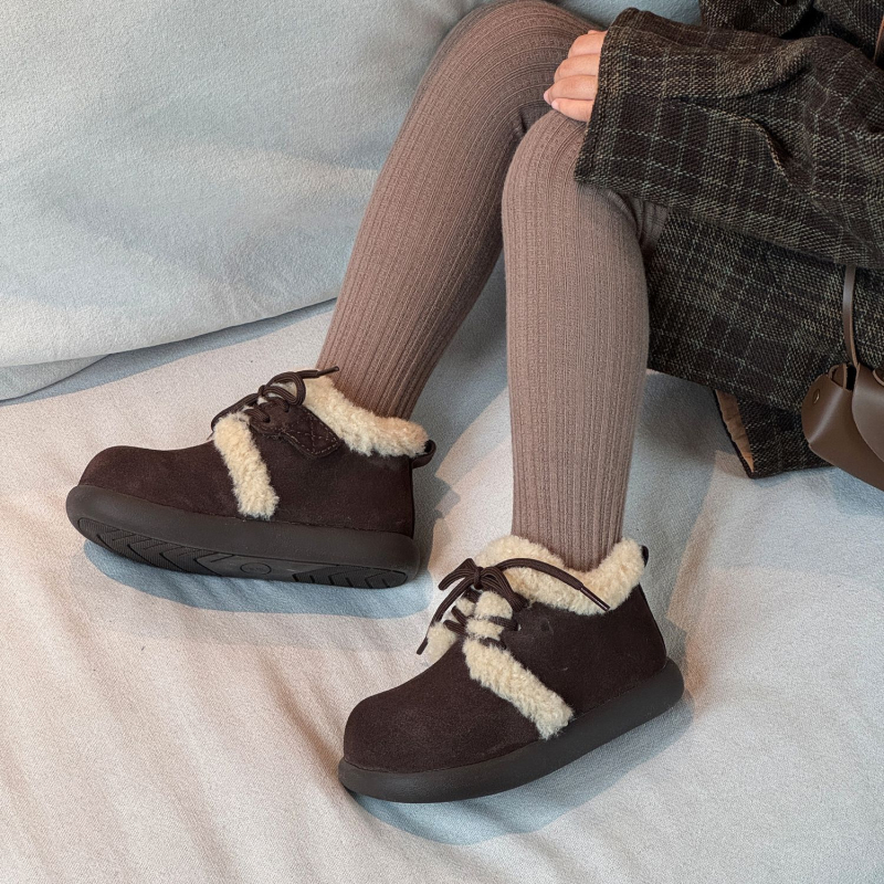 Dječje cipele: gornji dio od velura kravlje kože, podstava fleece, đon od gume, zatvarač Velcro, korejski stil, niska potpetica