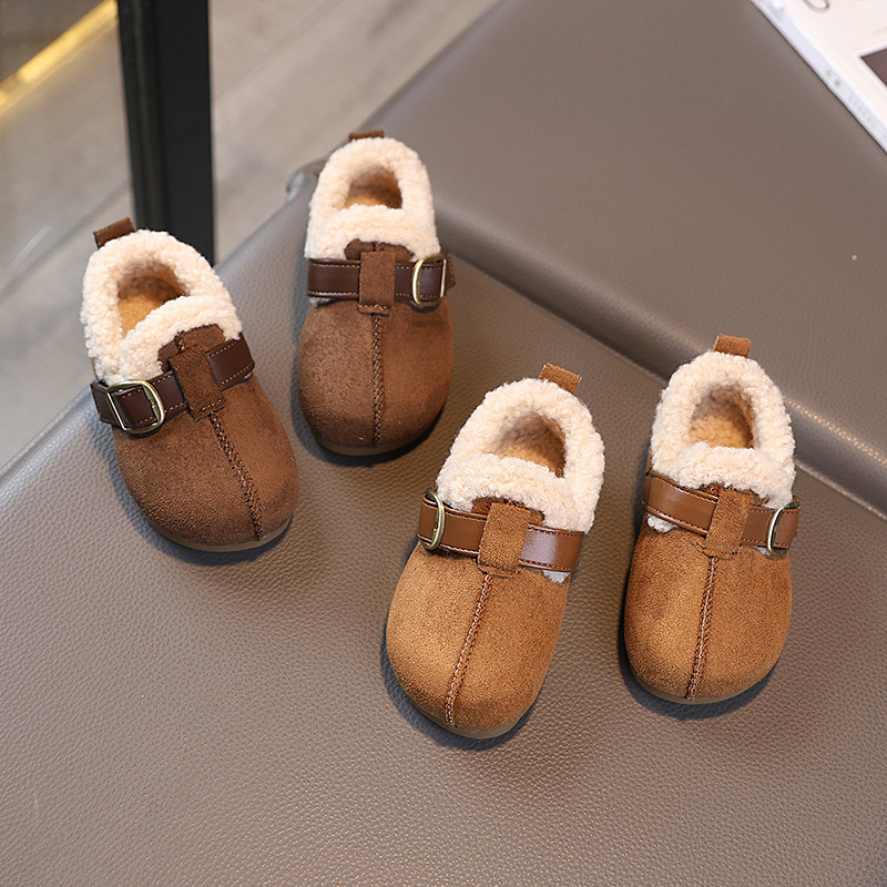 Zimske dječje cipele u Birkenstock stilu, s plišanom unutrašnjošću, unisex, Velcro, mekana potplata, toplo