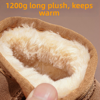 Detské protišmykové zimné členkové čižmy, fleecová podšívka, vrchný materiál hovädzí velúr, unisex, pre deti 1-16 rokov