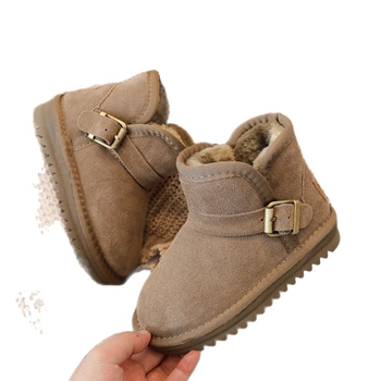 Detské protišmykové zimné členkové čižmy, fleecová podšívka, vrchný materiál hovädzí velúr, unisex, pre deti 1-16 rokov