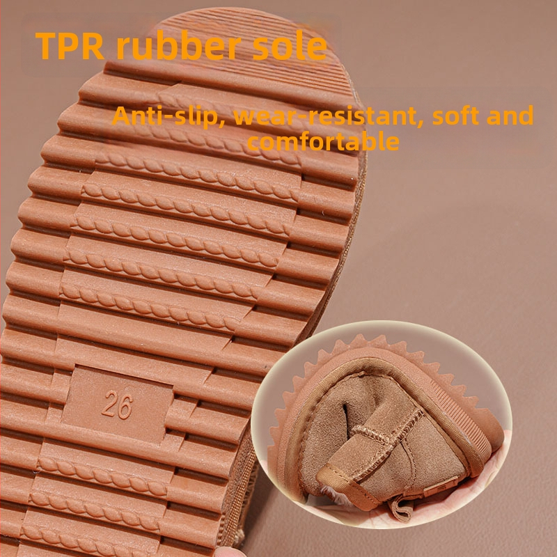 Detské protišmykové zimné členkové čižmy, fleecová podšívka, vrchný materiál hovädzí velúr, unisex, pre deti 1-16 rokov