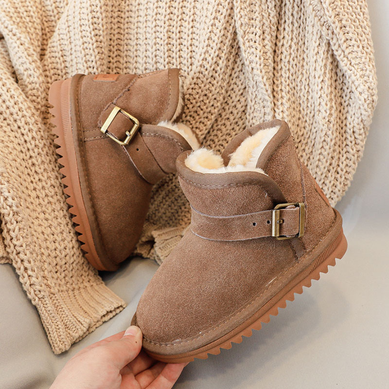 Detské protišmykové zimné členkové čižmy, fleecová podšívka, vrchný materiál hovädzí velúr, unisex, pre deti 1-16 rokov