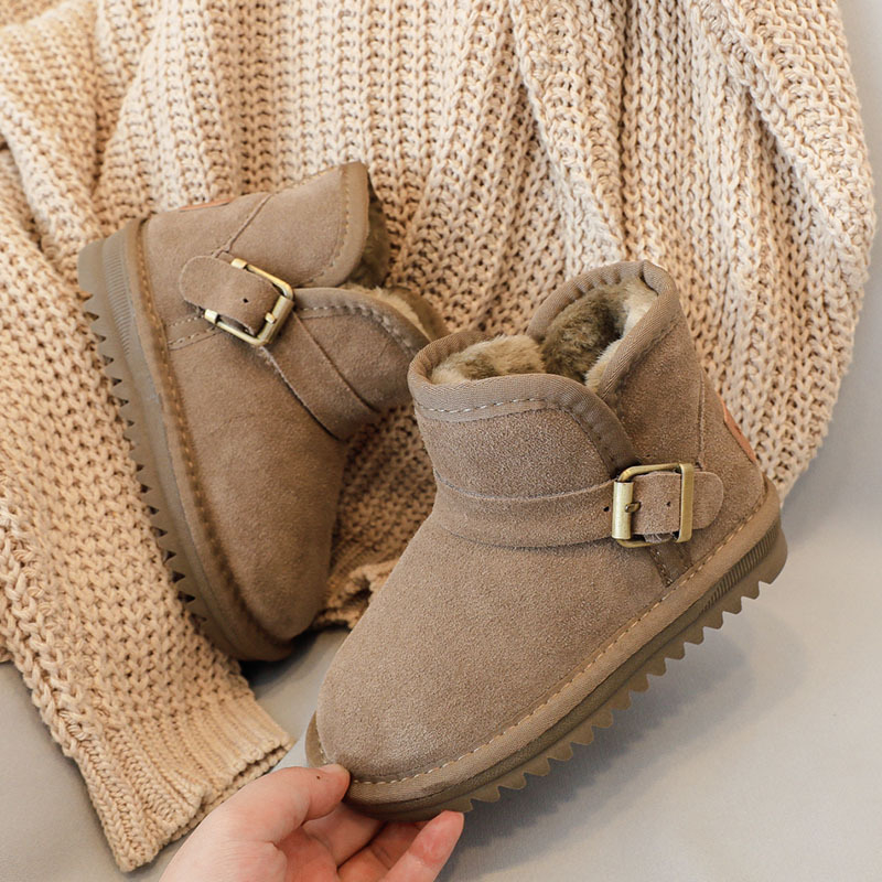 Detské protišmykové zimné členkové čižmy, fleecová podšívka, vrchný materiál hovädzí velúr, unisex, pre deti 1-16 rokov