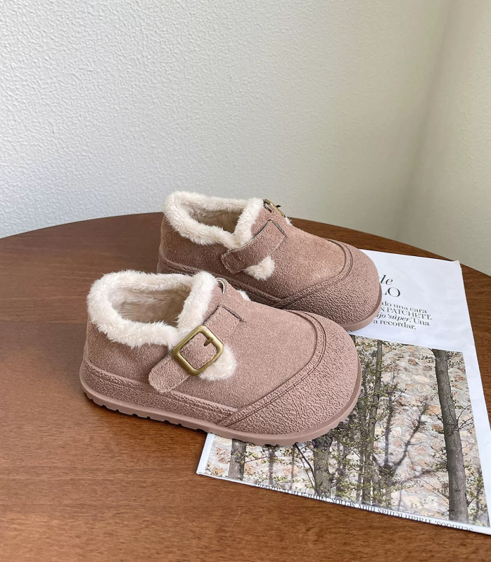 Dječje zimske loaferice s flešem, nubuk gornji dio, gumeni potplat, Velcro zatvarač, veličine 15-30