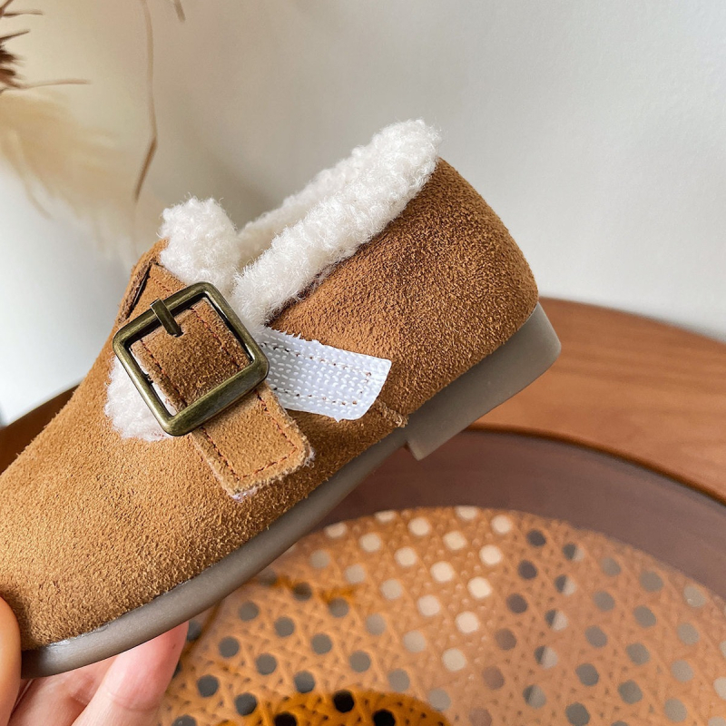 Dječje zimske loaferice s flešem, nubuk gornji dio, gumeni potplat, Velcro zatvarač, veličine 15-30