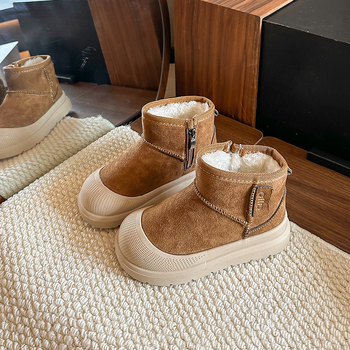 Unisex dječje gležnjače - nubuk gornji dio, gumena potplat, korejski stil, zimski model 2025