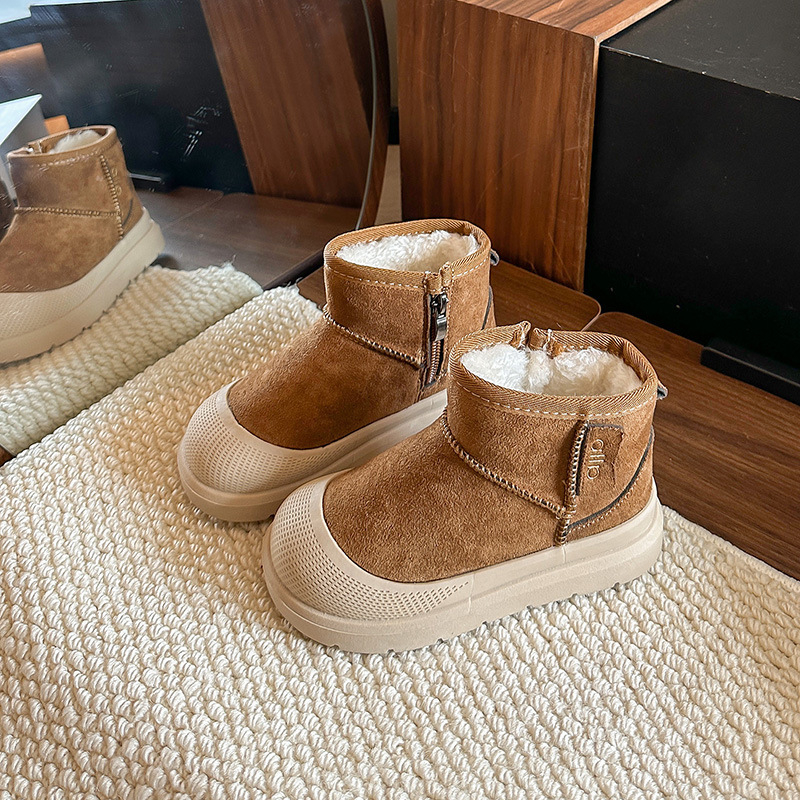 Unisex dječje gležnjače - nubuk gornji dio, gumena potplat, korejski stil, zimski model 2025