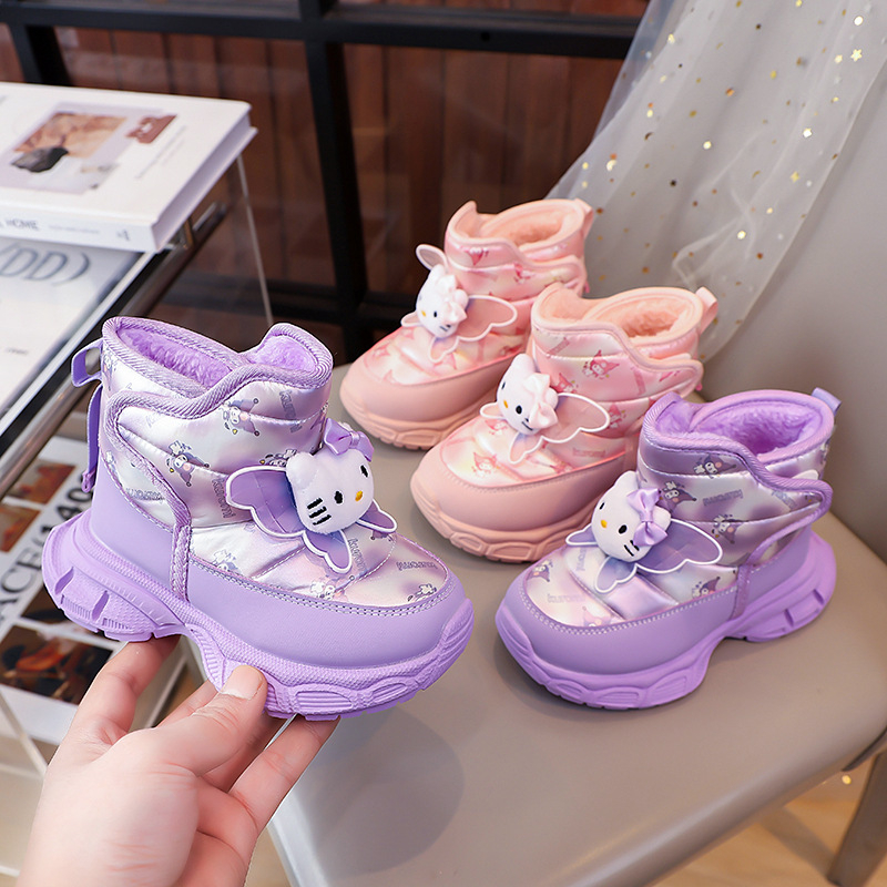 Botosei de copii până la gleznă, partea superioară din piele microfibră și talpă din cauciuc, pentru vârstele 4–12 ani, sezon iarnă-toamnă, Winter 2025