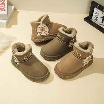 Gyerekek téli hócsizmája, uniszex, velúr felsőrész, PU talp, vastag bélés, 4-16 éveseknek, téli 2025 kiadás