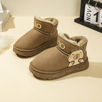 Gyerekek téli hócsizmája, uniszex, velúr felsőrész, PU talp, vastag bélés, 4-16 éveseknek, téli 2025 kiadás