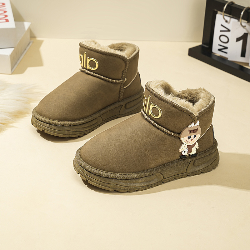 Gyerekek téli hócsizmája, uniszex, velúr felsőrész, PU talp, vastag bélés, 4-16 éveseknek, téli 2025 kiadás