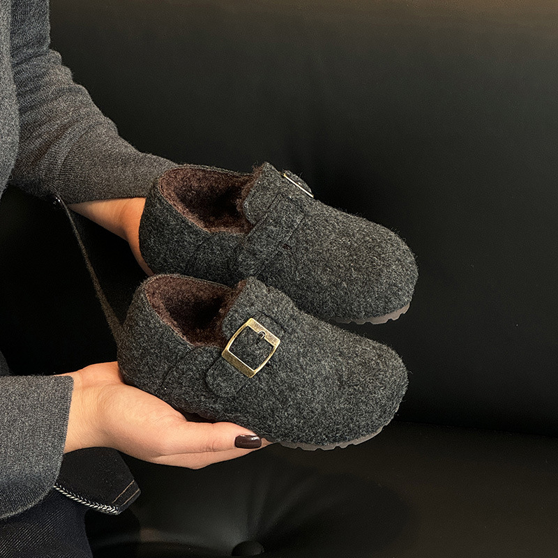 Dječje tenisice u korejskom stilu, Birkenstock-inspirirane, s vunenom podstavom, niskog profila, zimski model 2025