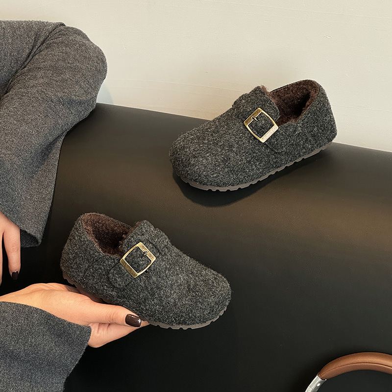 Dječje tenisice u korejskom stilu, Birkenstock-inspirirane, s vunenom podstavom, niskog profila, zimski model 2025