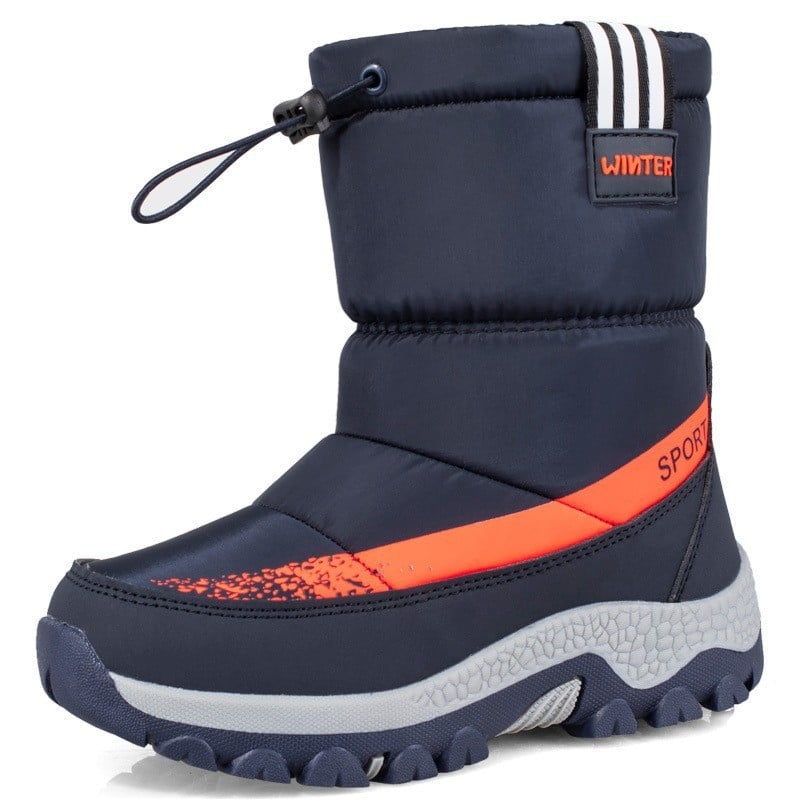 Vaikiški žieminiai bateliai iki kulkšnies su pūkine viduje, storesnė šilumos izoliacija, 7–16 metų amžius, šoninis užtrauktukas, neslidus ir atsparus vandeniui padas