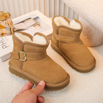 Gyerekeknek készült valódi bőr téli bakancsok, uniszex, 4–12 évesek, szabadidős stílus, felső rész: tehénbőr