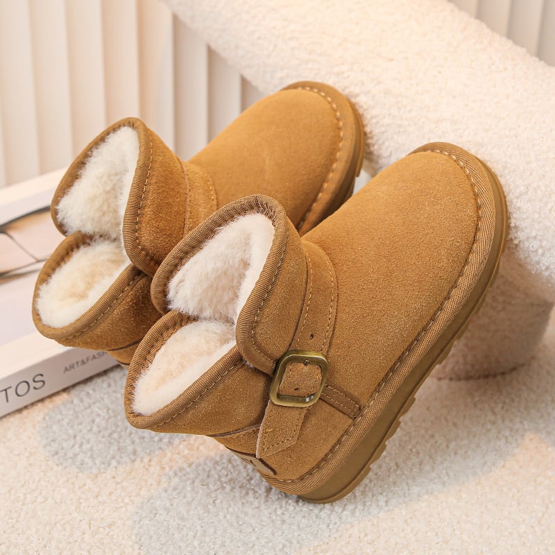 Gyerekeknek készült valódi bőr téli bakancsok, uniszex, 4–12 évesek, szabadidős stílus, felső rész: tehénbőr