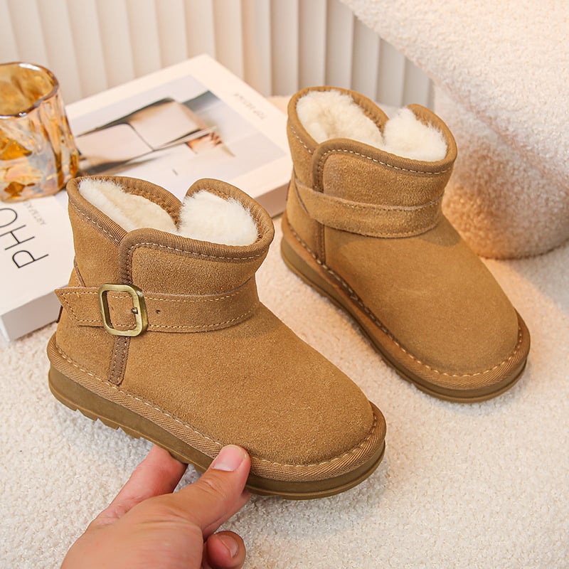 Gyerekeknek készült valódi bőr téli bakancsok, uniszex, 4–12 évesek, szabadidős stílus, felső rész: tehénbőr