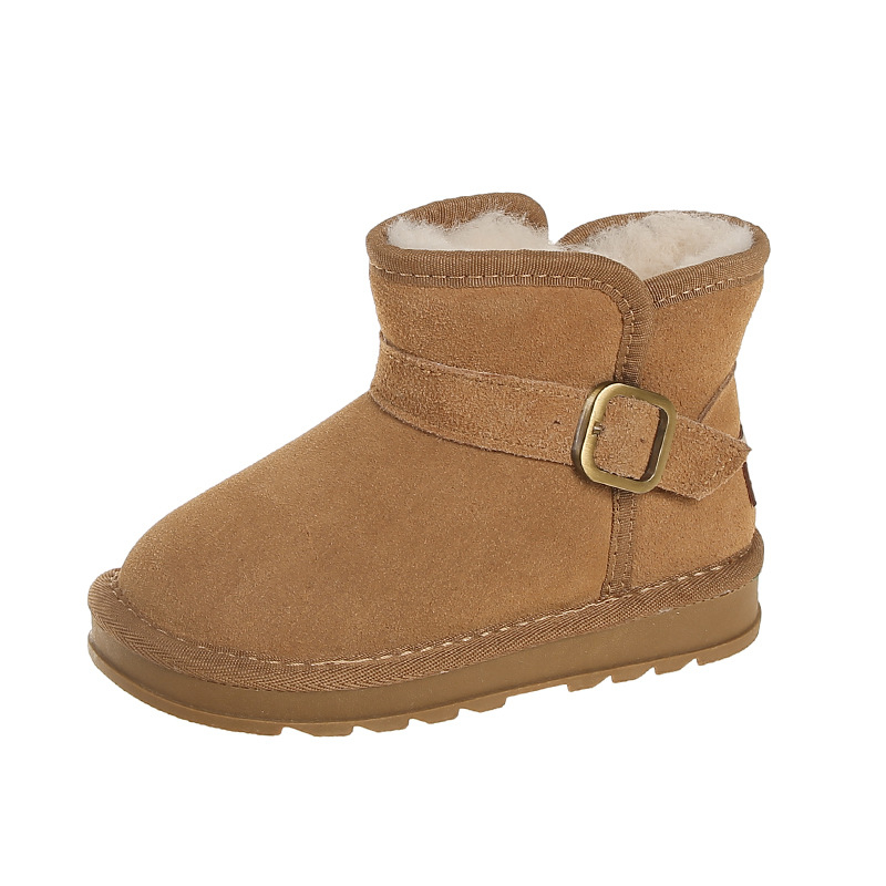 Gyerekeknek készült valódi bőr téli bakancsok, uniszex, 4–12 évesek, szabadidős stílus, felső rész: tehénbőr