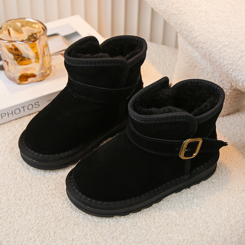 Gyerekeknek készült valódi bőr téli bakancsok, uniszex, 4–12 évesek, szabadidős stílus, felső rész: tehénbőr