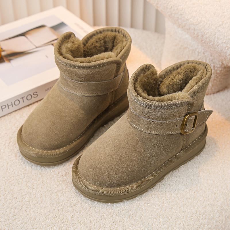 Gyerekeknek készült valódi bőr téli bakancsok, uniszex, 4–12 évesek, szabadidős stílus, felső rész: tehénbőr