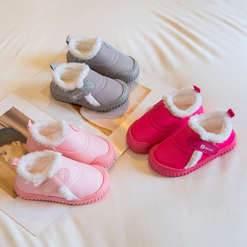 Pantofi de interior pentru copii, căptuți cu fleece, închidere Velcro, vamp din canvas, talpă TPR, pentru vârsta 1–6 ani