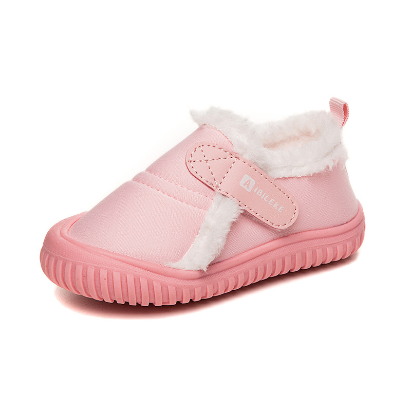 Pantofi de interior pentru copii, căptuți cu fleece, închidere Velcro, vamp din canvas, talpă TPR, pentru vârsta 1–6 ani